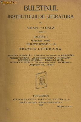 10 reviste BULETINUL INSTITUTULUI DE LITERATURA pe anii 1921,1922,1923,1924,1925 - nr.consecutive + 2 reviste FLAMURA pe 1925 foto