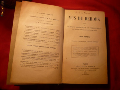 Max Nordau - Vus du Dehors -Ed. 1903 ,lb. franceza foto