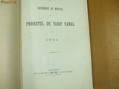 Espunere de motive la proiectul de tarif vamal 1904 foto