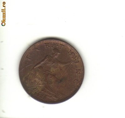 bnk mnd Marea Britanie Anglia farthing 1928 foto