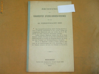 Rechnung des Bukarester Sterbe-Kassen-Vereines 1897 foto