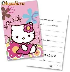 6 Invitatii De Petrecere Copii Hello Kitty Bamboo Arhiva Okazii Ro