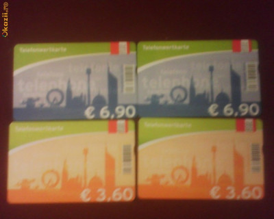 Lot 4 cartele telefonice de 3,6 si 6,9 euro foto