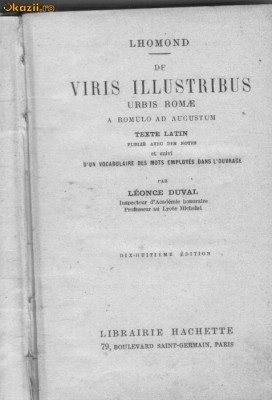 De viris illustribus Urbis Romae a Romulo ad Augustum - in limba latina foto