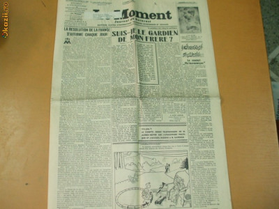 Ziar Le Moment Journal de Bucharest G. Gafenco a Londres 26 04 1939 Reducere 30 % foto