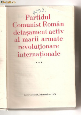 (C607A) PARTIDUL COMUNIST ROMAN DETASAMENT ACTIV AL MARII ARMATE REVOLUTIONARE INTERNATIONALE, VOLUMUL AL 3-LEA foto