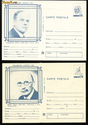 Set de 4 carti postale Aniversari UNESCO-Personalitati din Romania foto