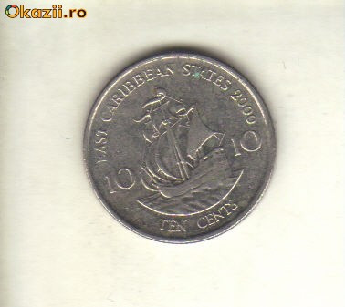 bnk mnd East Caribbean States 10 centi 2000 , corabie foto