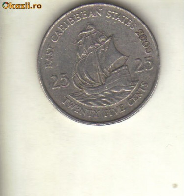 bnk mnd East Caribbean States 25 centi 2000 , corabie foto