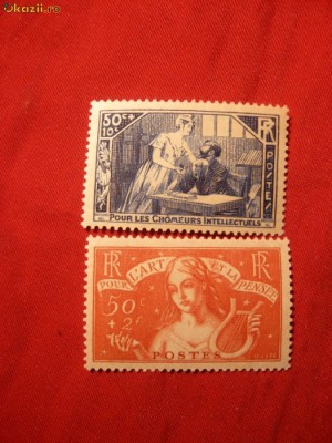Serie- Pt.Someri Intelectuali 1935 Franta ,2val.sarniera foto