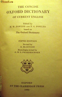The Concise OXFORD Dictionary of current English foto