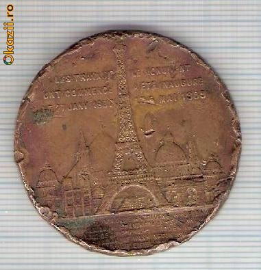 CIA 290 Medalie Souvenir de mon ascension au sommet de la Tour Eiffel 1889 -dimensiuni circa 41 milimetri diametrul -starea care se vede foto