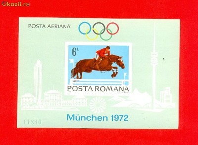 RO-0126=ROMANIA 1972 Lp 789=Preolimpiada Munchen Colita nedantelata MNH(*) foto