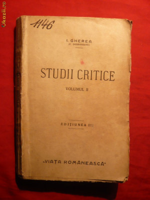C.Dobrogeanu Gherea -Studii Critice vol 2 - 1923 foto