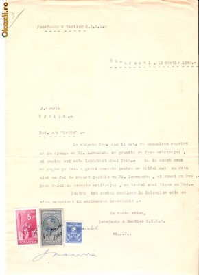 115 Document vechi fiscalizat-13martie1940 - Josefshon&amp;amp;amp;Zentler SINC, catre J.Nourik,Braila -referitor la arbitrajul lui Lowensohn -,,Sadan&amp;quot; foto
