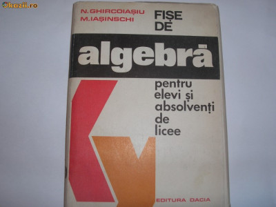 Algebra. Fise de algebra pentru elevi. 1976,8,M8 foto