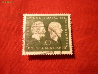 Serie 100 Ani E,von Behring si P.Ehrlich 1954 RFG 1val.stamp. foto