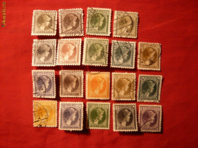 Set serii mici Uzuale Printesa Charlotte 1926 Luxemburg 19val.stamp foto