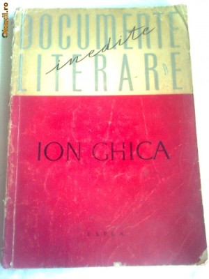 DOCUMENTE LITERARE (INEDITE) ~ ION GHICA foto