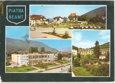 CPI (B348) PIATRA NEAMT, VEDERE DIN CENTRU, CASA DE CULTURA, SANATORIUL BISERICANI, I. P. FILARET, OSEDT, CIRCULATA 1972, STAMPILE, TIMBRU foto