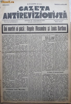 Gazeta antirevizionista , an 1 , nr 6 , Arad , 1934 foto