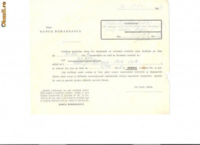 214 Document vechi -1944,Onor Banca Romaneasca,catre Gh. Fidelis(grec? foto