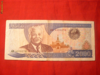 Bancnota 2000 Kip Laos 1997 ,cal.Buna foto