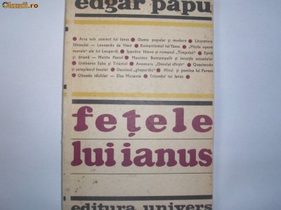 Edgar Papu - Fetele lui Ianus G1 foto