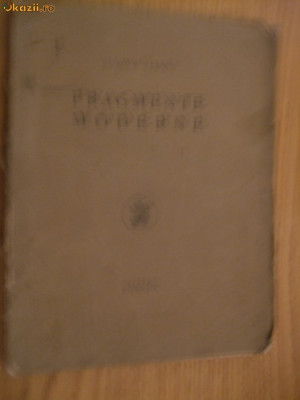 TUDOR VIANU - Fragmente Moderne - Cultura Nationala, 1925, 165 p. foto