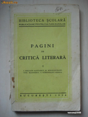 PAGINI DE CRITICA LITERARA {1934} foto