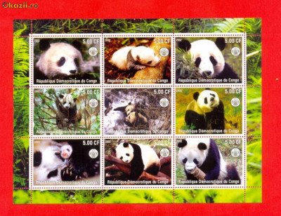 ST-31=PANDA 8 Republica Democrata Congo Bloc de 9 timbre nestampilate MNH foto