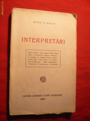 Mihai D.Ralea -INTERPRETARI - Prima Ed. 1927 foto
