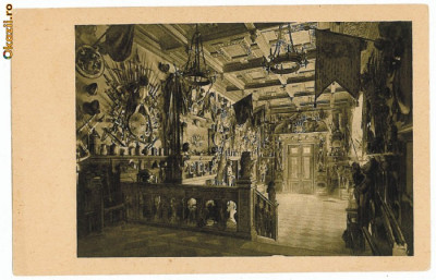 2341 - SINAIA, Prahova, PELES Castle, sala de arme - old postcard - unused foto