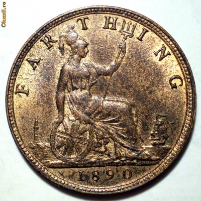 C.036 MAREA BRITANIE ANGLIA VICTORIA 1 FARTHING 1890 XF/AUNC foto