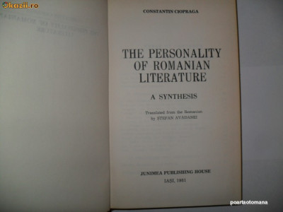 Constantin Ciopraga-Personalitatea literaturii romane {in limba engleza} foto