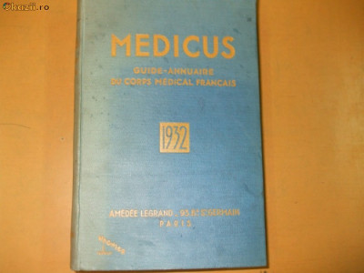 Medicus Guide - annuaire du corps medical francais 1932 foto