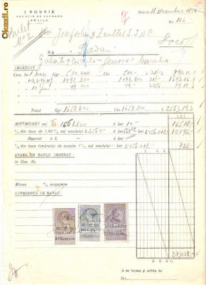 269 Document vechi fiscalizat-1939 - J. Nourik, Agentie de Vapoare, Braila, catre Josefsohn &amp;amp;amp; Zentler,(Braila) -hartie pergament foto