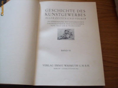 GESCHICHTE DES KUNSTGEWERBES - Aller Zeiten und Volker - H. Th. Bossert , 1935 foto