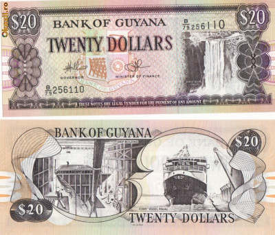 BACNOTA GUYANA 20 DOLARI UNC foto