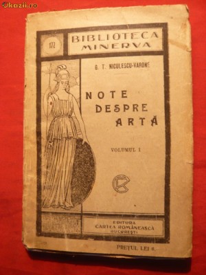 G.T.Niculescu-Varone -Note despre Arta - vol 1 -cca.1925 foto