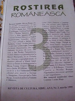 ROSTIREA ROMANEASCA -REVISTA DE CULTURA MARTIE 1995 foto