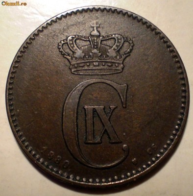 C.075 DANEMARCA CHRISTIAN IX 2 ORE 1880 CS RARA foto