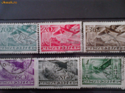 timbre ungaria 1936 mi 528-537 foto