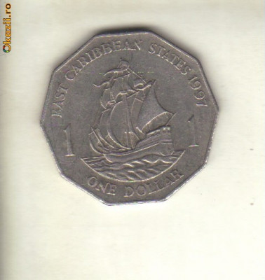 bnk mnd East Caribbean States 1 dollar 1997 , corabie foto