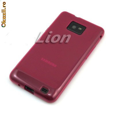 husa silicon roz fierbinte samsung galaxy s2 i9100 hot pink + folie protectie ecran + expediere gratuita foto