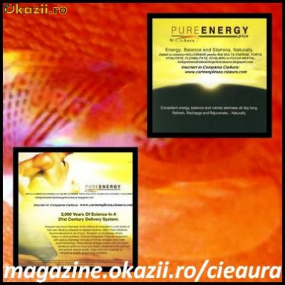 HOLOGRAMA ENERGETICA PURE ENERGY PLUS CieAura ORIGINALA made in SUA pentru MAI MULTA ENERGIE FORTA VITALITATE ECHILIBRU FLEXIBILITATE REZISTENTA foto