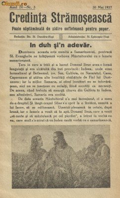 3 Reviste CREDINTA STRAMOSEASCA - 1937, Biserica Sf.Dumitru Husi foto