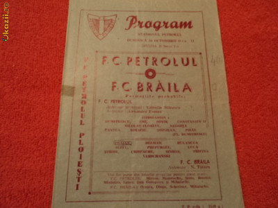 Program fotbal PETROLUL - FC BRAILA 24.10.1976 foto