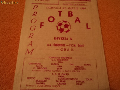Program fotbal CS TARGOVISTE - FCM GALATI 23.03.1980 foto