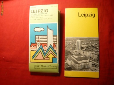 Harta si Ghid Turistic - Leipzig 1977 harta =46x75cm foto